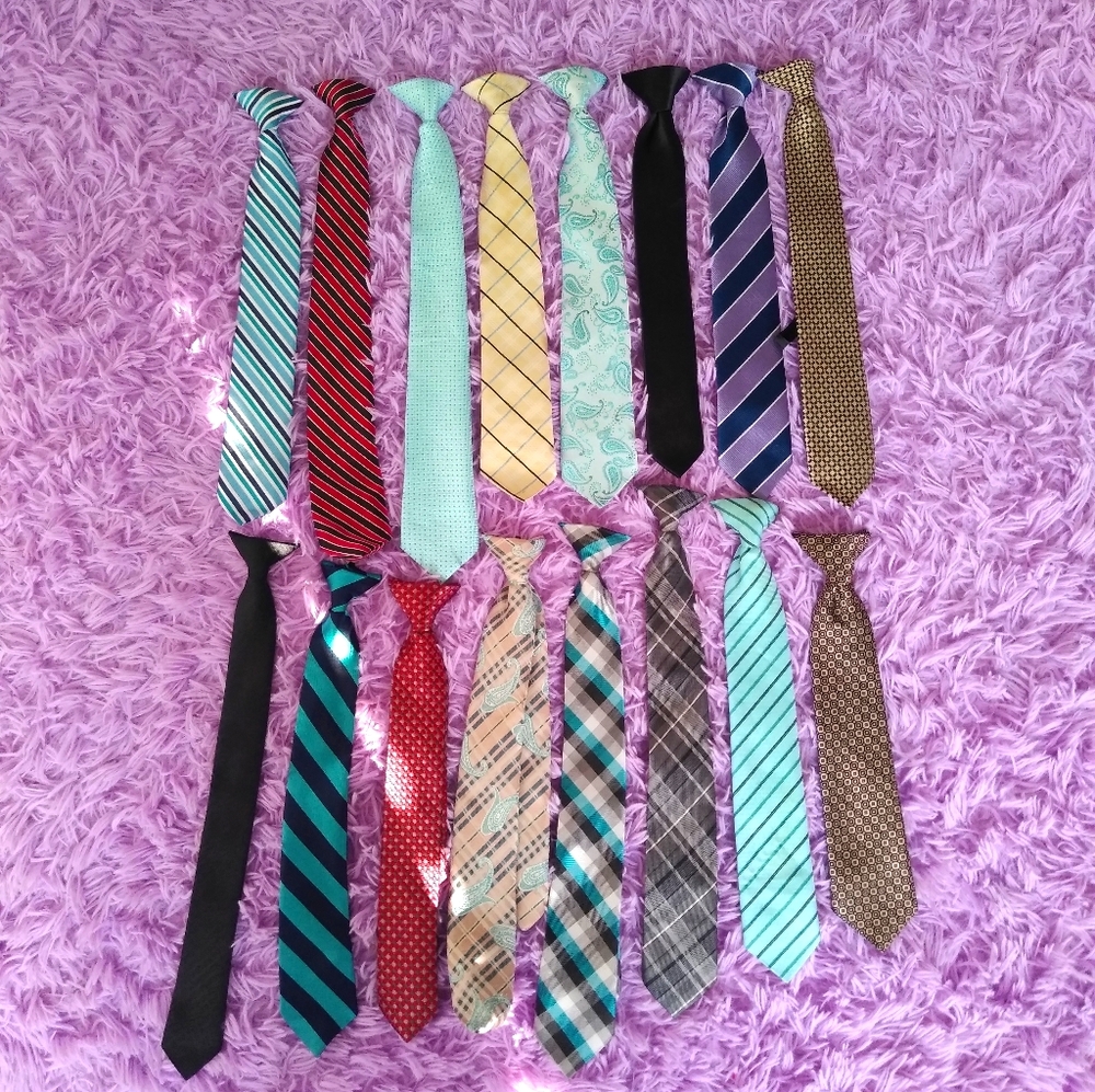 Little Boys 16 PC Clip On Neck Ties Lot